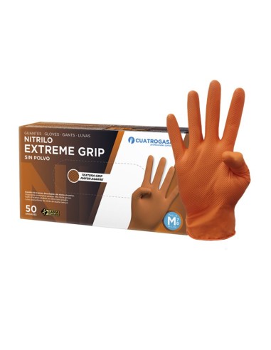 CUATROGASA GUANTE NITRILO EXTREME GRIP NARANJA